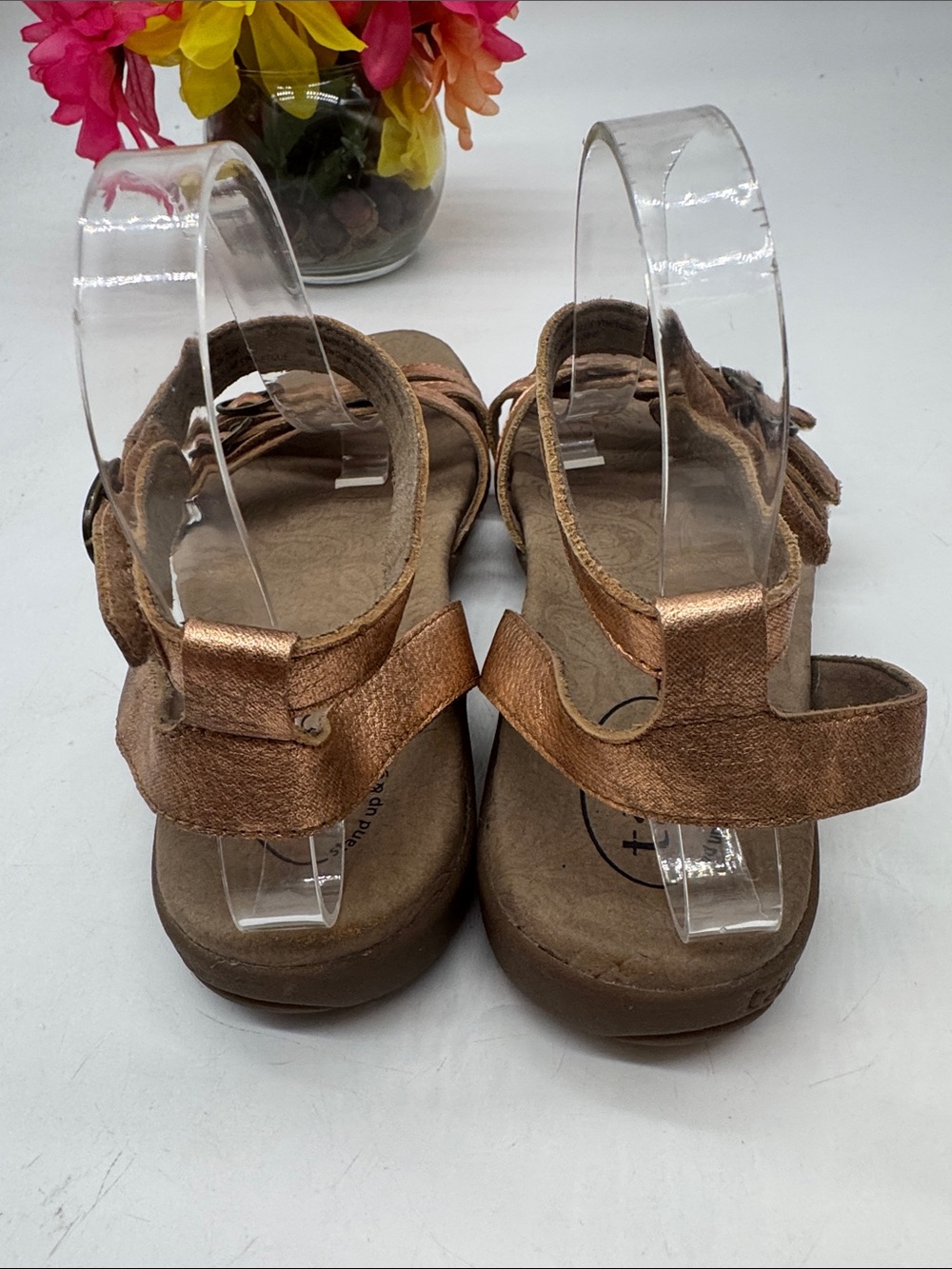 Womens Metallic Gold Strappy Comfort Sandals Size 9 MCS10315A - Picture 3 of 7